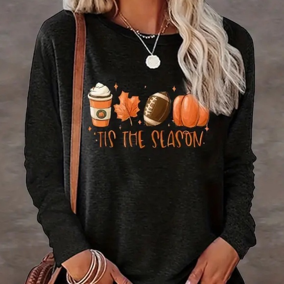 HP 10/15/25!! Fall Football and Halloween Graphic Print Long Sleeve Shirt - Picture 2 of 9